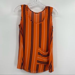 LOWEST Rebecca Minkoff Silk Orange Striped Sleeveless Tank Top Size XS